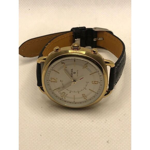 Fossil Q FTW1201 Women's Black Leather Analog Silver Dial Hybrid Smart Watch OL2 - Picture 5 of 9